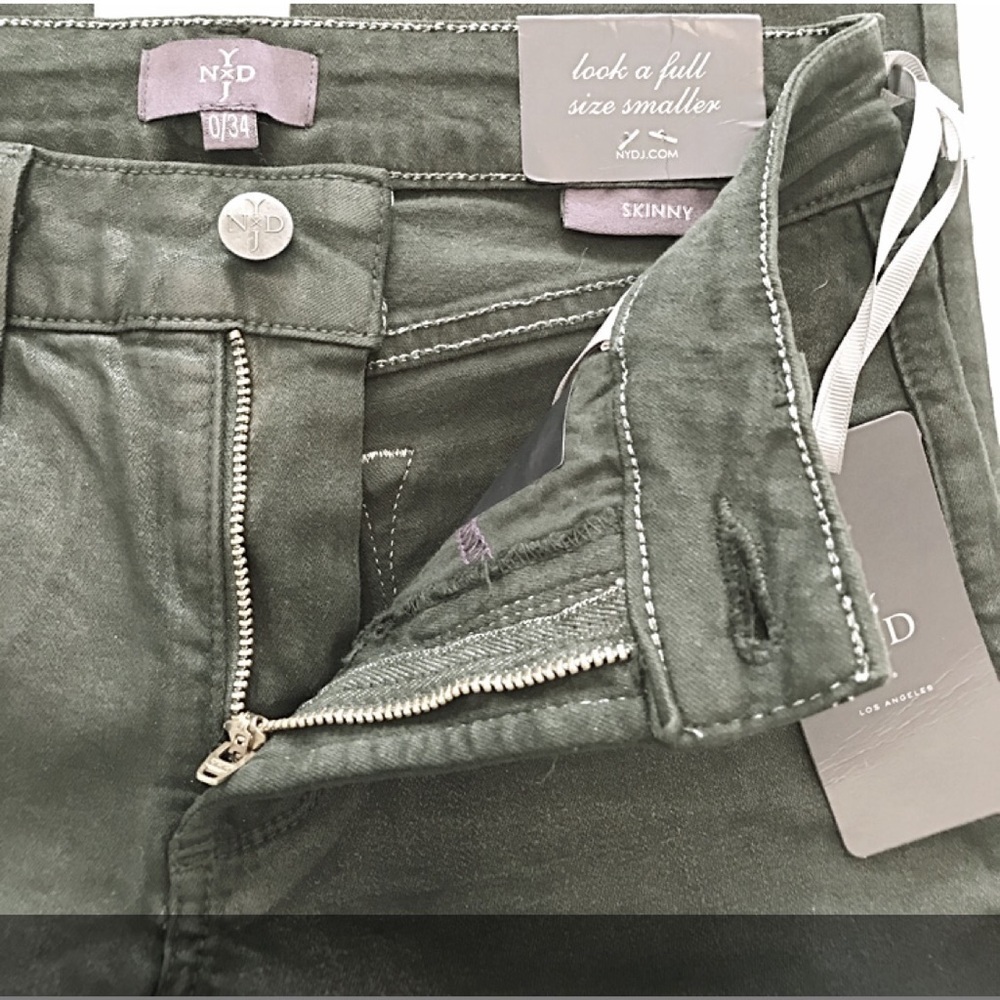 NYDJ NWT Sz 0/34 Green Coated Skinny Jeans - Picture 5 of 8